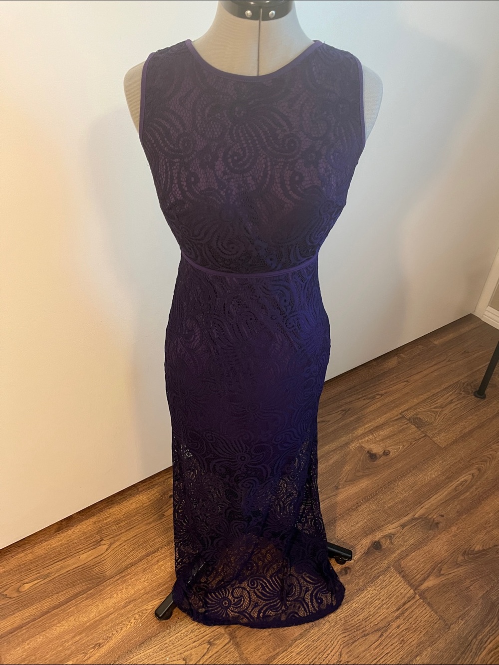 Enfocus Studio Deep Purple Lace Maxi Dress